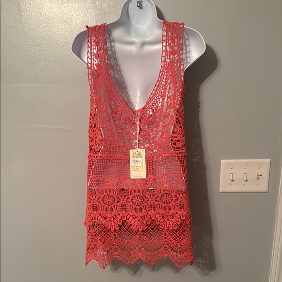 Noelle Orange Asymmetrical Cropped Tank Top - Picture 2 of 4